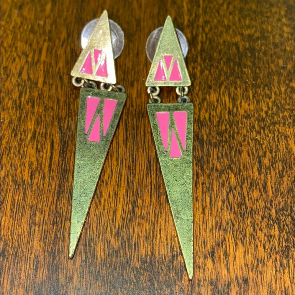 Dangle Triangle Stud Earrings - image 2